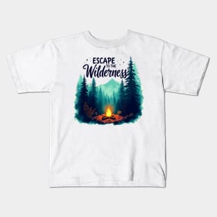 Escape to the Wilderness – Campfire Mountain Adventure Kids T-Shirt